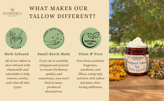 Whipped Tallow Balm - Vanilla & Orange with Real Vanilla Beans, Herb-Infused Chamomile & Calendula Moisturizer