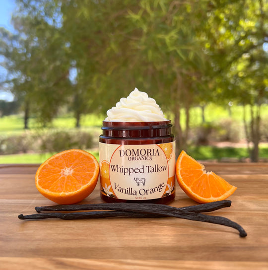 Whipped Tallow Balm - Vanilla & Orange with Real Vanilla Beans, Herb-Infused Chamomile & Calendula Moisturizer
