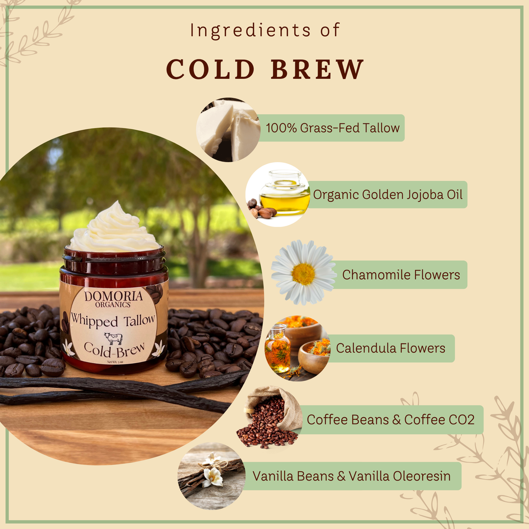 Whipped Tallow Balm – Cold Brew - Infused with Real Coffee & Vanilla Beans – Grass-Fed, Nutrient-Rich Moisturizer for Dry Sensitive Skin