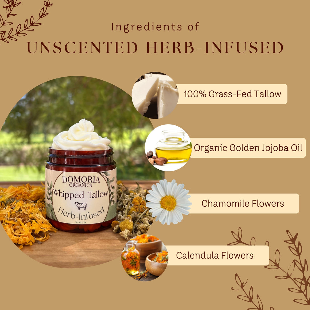 Unscented Herb-Infused Whipped Tallow Balm