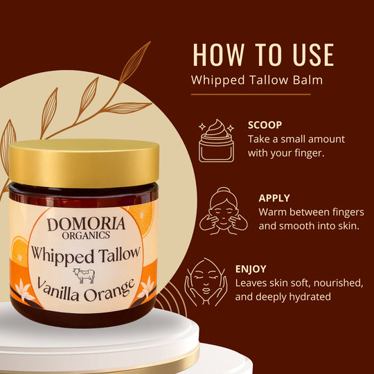 Whipped Tallow Balm - Vanilla & Orange with Real Vanilla Beans, Herb-Infused Chamomile & Calendula Moisturizer