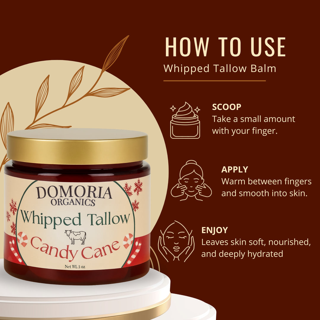 Whipped Tallow Balm Holiday Edition Candy Cane, Grass-Fed, Nutrient-Rich Moisturizer for Dry Sensitive Skin