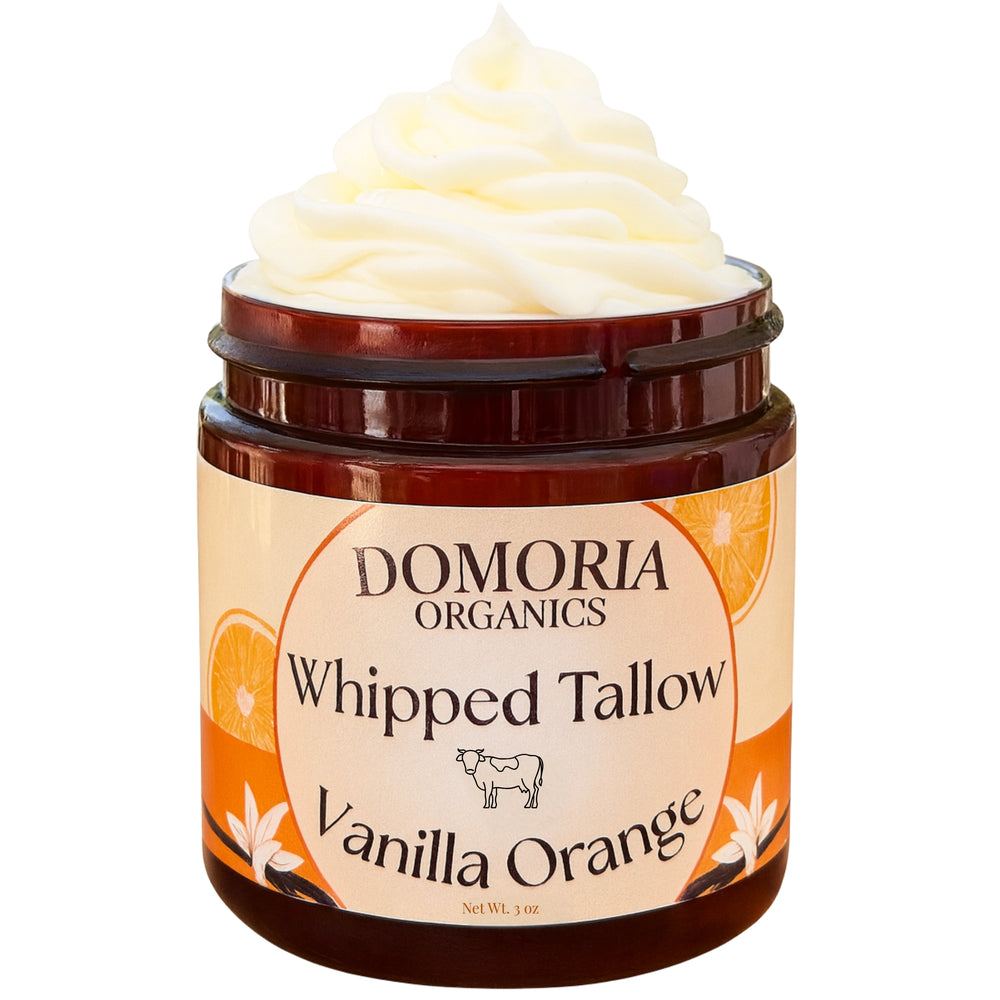 Whipped Tallow Balm - Vanilla & Orange with Real Vanilla Beans, Herb-Infused Chamomile & Calendula Moisturizer