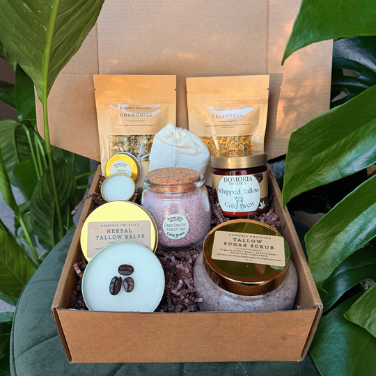 8-Piece Deluxe Tallow Self Care Gift Box, Coffee Vanilla