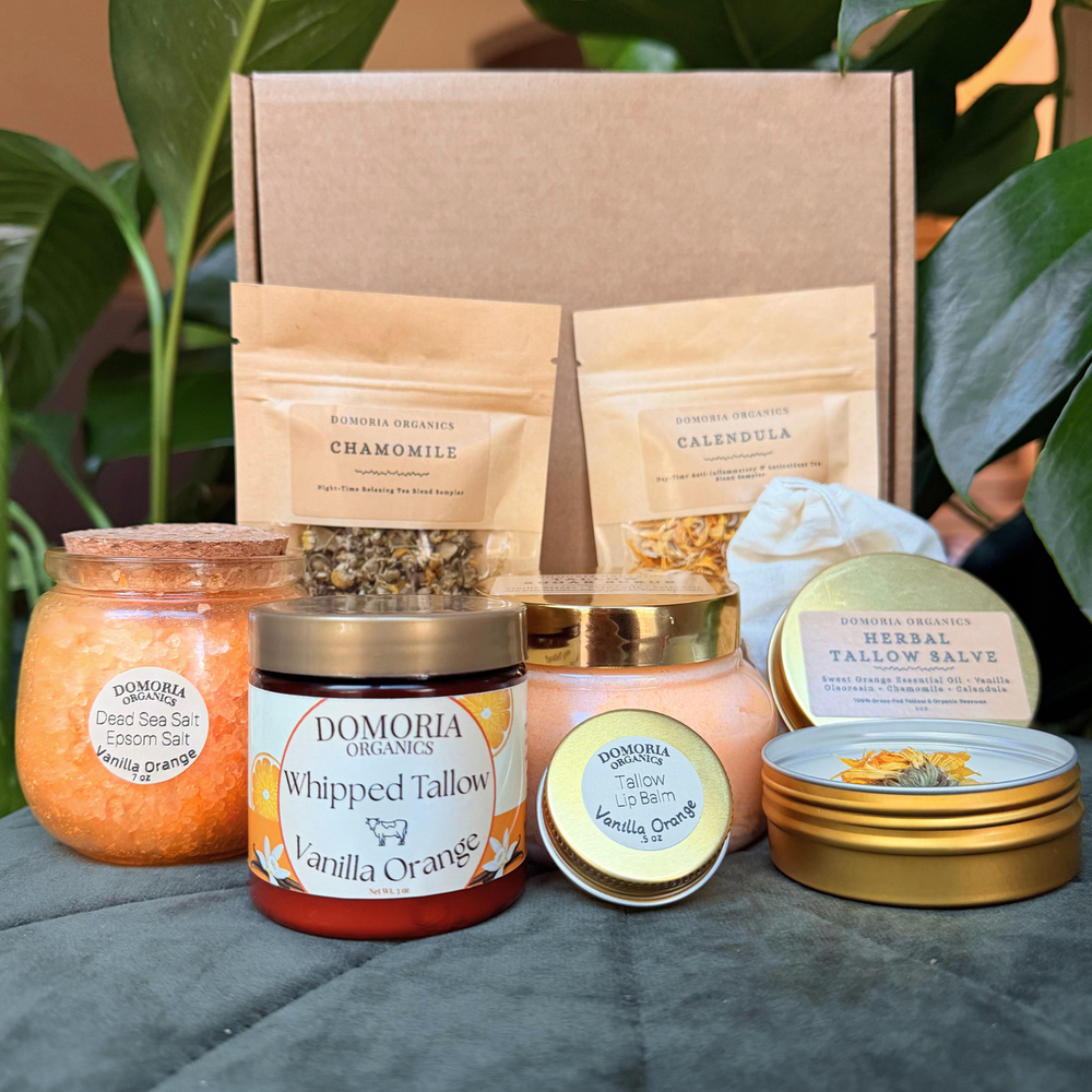 8-Piece Deluxe Tallow Self Care Gift Set, Vanilla Orange