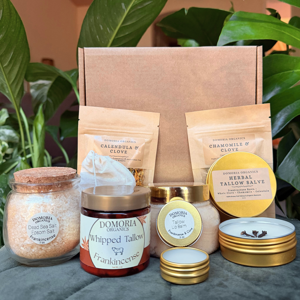 8-Piece Deluxe Tallow Self Care Gift Box, Frankincense & Clove