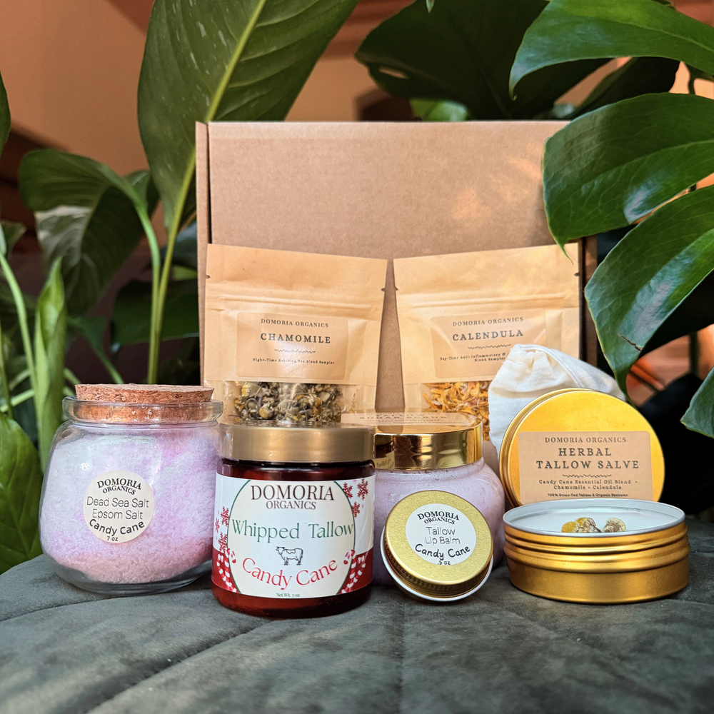 8-Piece Deluxe Tallow Self Care Gift Box, Candy Cane Peppermint