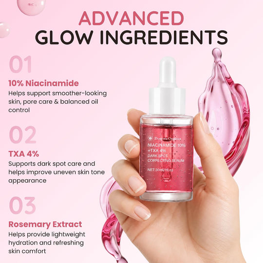 Niacinamide 10% + TXA 4%, Dark Spot Care, Tranexamic Acid, Hydrating & Lightweight All-Day Serum for Glass Skin with Rosemary Extract 1.1fl.oz